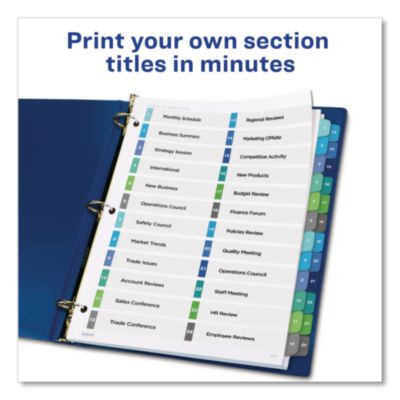 Customizable Toc Ready Index Double Column Multicolor Tab Dividers, 24-Tab, 1 To 24, 11 x 8.5, White, 1 Set