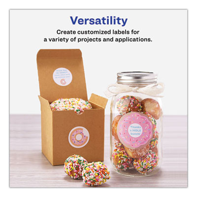 Round Print-To-The Edge Labels With Surefeed And Easypeel, 2" Dia, Matte White, 300/Pack