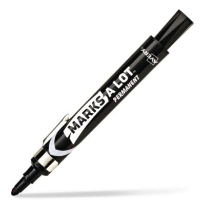Marks A Lot Large Desk-Style Permanent Marker With Metal Pocket Clip, Broad Bullet Tip, Black, Dozen