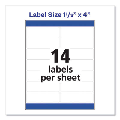 Easy Peel White Address Labels W/ Sure Feed Technology, Laser Printers, 1.33 X 4, White, 14/Sheet, 25 Sheets/Pack