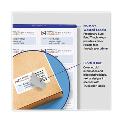 Shipping Labels With Trueblock Technology, Laser Printers, 2.5 x 4, White, 8/Sheet, 25 Sheets/Pack