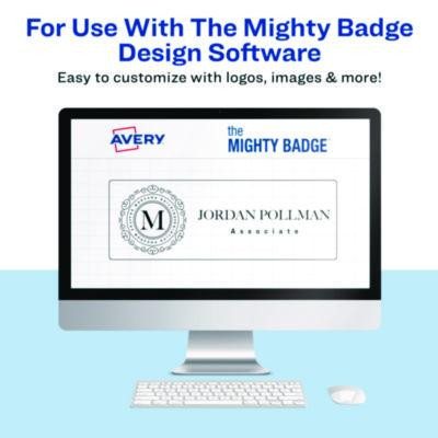 The Mighty Badge Name Badge Inserts, 1 X 3, Clear, Laser, 20/Sheet, 5 Sheets/Pack
