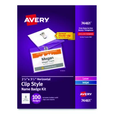 Clip-Style Badge Holder With Laser/Inkjet Insert, Top Load, 3.5 X 2.25, White, 100/Box