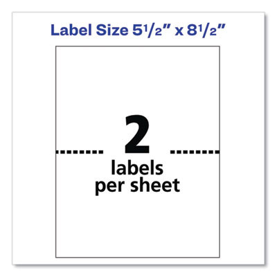 Shipping Labels With Trueblock Technology, Inkjet Printers, 5.5 x 8.5, White, 2 Labels/Sheet, 100 Sheets/Pack, 2 Packs