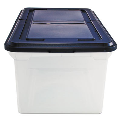 Extra-Capacity 28" File Tote, Letter Files, 23.25" X 14.25" X 10.63", Clear/Navy