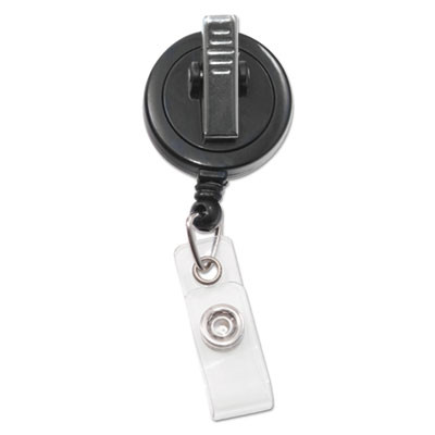 Swivel-Back Retractable Id Card Reel, 30" Extension, Black, 12/Pack