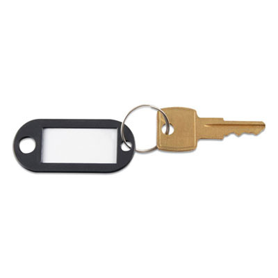 Key Tags Label Window, 0.88 X 0.19 X 2, Black, 6/Pack