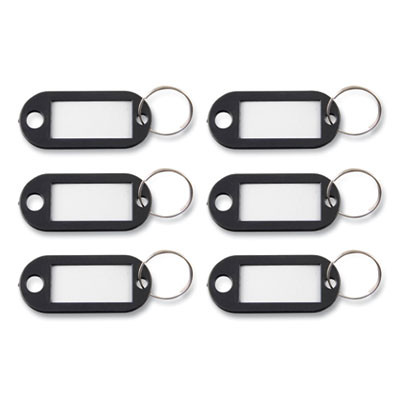 Key Tags Label Window, 0.88 X 0.19 X 2, Black, 6/Pack