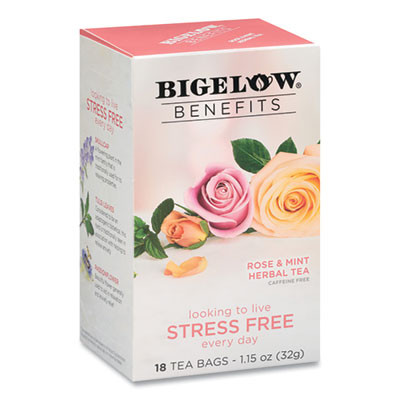 Benefits Rose And Mint Herbal Tea Bags, 0.6 Oz Tea Bag, 18/Box