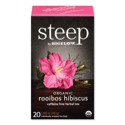 Steep Tea, Rooibos Hibiscus Herbal Tea, 0.08 Oz Tea Bag, 20/Box
