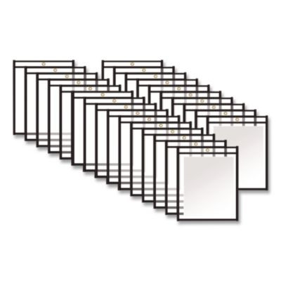 Stitched Shop Ticket Holders, Super Heavy-Duty, Top Load 8.5 x 11 Insert, Clear Front, Black Border, 25/Box