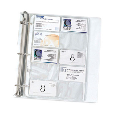 Business Card Binder Pages, For 2 X 3.5 Cards, Clear, 20 Cards/Sheet, 10 Sheets/Pack