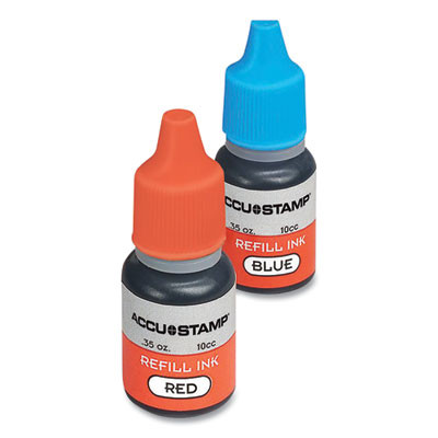 Accu-Stamp Refill Ink, 0.35 Oz, Blue/Red