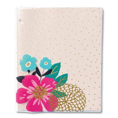 Panache Glossy 3-Hole Punched 6-Pocket Folder, Accommodates 11 x 8.5 Sheets, Randomly Assorted Warm Colors