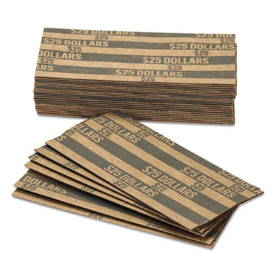 Flat Coin Wrappers, Dollars, Gray/Kraft, 1,000/Box