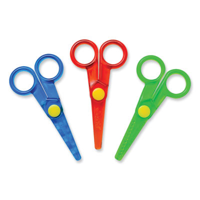 Safety Scissors, Rounded Tip, Straight Assorted Color Handles, 3/Pack