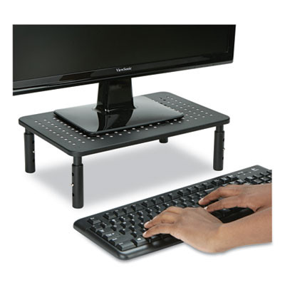 Adjustable Rectangular Monitor Stand, 14" x 9" x 3.25" To 5.25", Black, Supports 44 Lbs