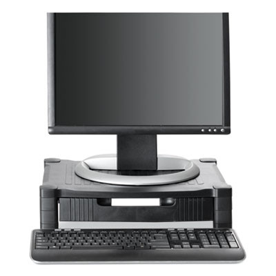 Monitor Stand Riser With Drawer, 17" x 13" x 3.75", Black, Supports 22 Lbs