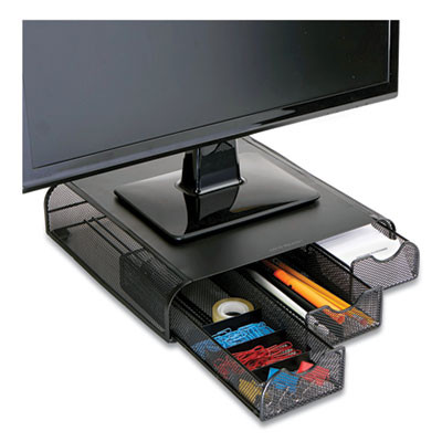Perch Monitor Stand And Desk Organizer, 13" x 12.5" x 3", Black