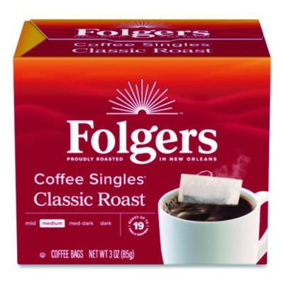 Coffee Singles, Classic Roast, 0.16 Oz Single-Serve Bag, 19/Pack