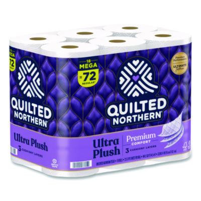 Ultra Plush Bathroom Tissue, Mega Rolls, Septic Safe, 3-Ply, White, 284 Sheets/Roll, 18 Rolls/Carton
