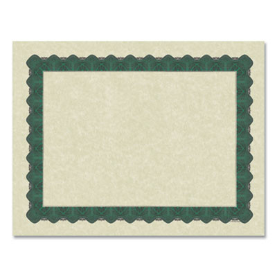 Metallic Border Certificates, 11 X 8.5, Ivory/Green With Green Border, 100/Pack