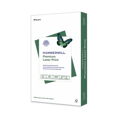 Premium Laser Print Paper, 98 Bright, 24 Lb Bond Weight, 8.5 x 14, White, 500/Ream
