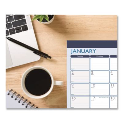Recycled Contempo Desk Pad Calendar, 22 x 17, White/Blue Sheets, Blue Binding, Blue Corners, 12-Month (Jan To Dec): 2026