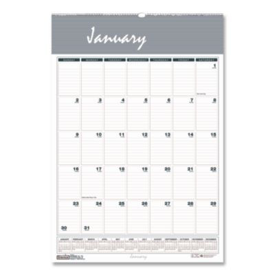 Bar Harbor Recycled Wirebound Monthly Wall Calendar, 15.5 x 22, White/Blue/Gray Sheets, 12-Month (Jan-Dec): 2026