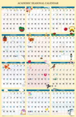 Recycled Academic Seasonal Laminated Wall Calendar, Illustrated Seasons, 24 x 37, 12-Month (July To June), 2025 To 2026