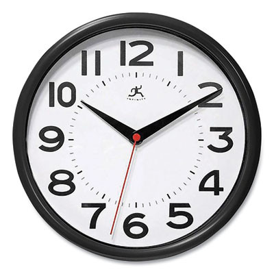 Metro Wall Clock, 9" Diameter, Black Case, 1 Aa (Sold Separately)