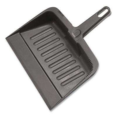 Heavy-Duty Plastic Dust Pan, 12 x 12, Black
