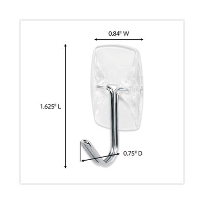 Small Wire Hooks, Small, Plastic/Metal, Clear, 0.5 Lb Capacity, Clear, 15 Hooks And 20 Strips/Pack