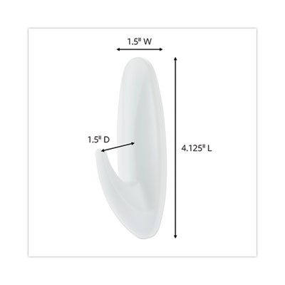 Designer Hooks, Large, Plastic, White, 5 Lb Capacity, 16 Hooks And 24 Strips/Pack
