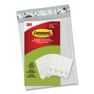 Damage-Free Hanging Picture Hanging Strip Pairs, Holds Up To 2.5 Lb, Medium: 0.63" x 2.75", White, 22/Pack