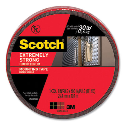 Extreme Mounting Tape, Permanent, Holds Up To 0.5 Lb/1 Sq In, 1" x 11.1 Yd, Black