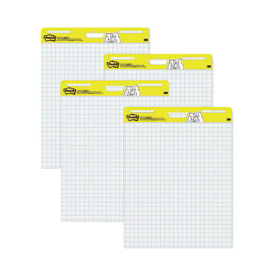 Vertical-Orientation Self-Stick Easel Pads, Quadrille Rule (1 Sq/In), (30) White 25 x 30 Sheets, 4/Carton
