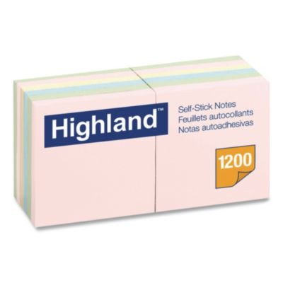 Self-Stick Notes, 3" x 3", Assorted Pastel Colors, 100 Sheets/Pad, 12 Pads/Pack