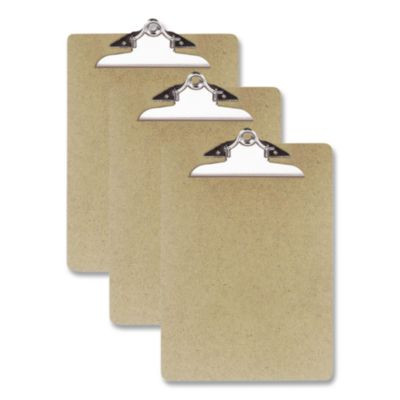 Recycled Hardboard Clipboard, 1" Clip Capacity, Holds 8.5 x 11 Sheets, Brown, 3/Pack