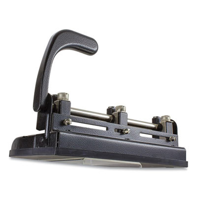 32-Sheet Heavy-Duty Two-Three-Hole Punch With Lever Handle, 9/32" Holes, Black