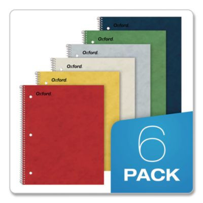 One-Subject Notebook, Medium/College Rule, Assorted Cover Colors, (100) 11 x 9 Sheets, 6/Pack