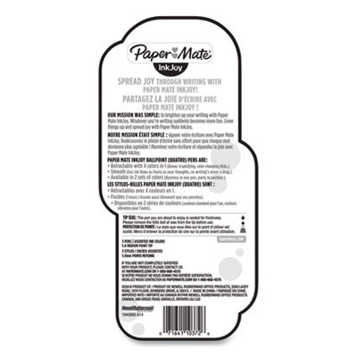 Inkjoy Quatro Multi-Color Ballpoint Pen, Retractable, Medium 1 Mm, Assorted Business/Fashion Ink And Barrel Colors, 3/Pack