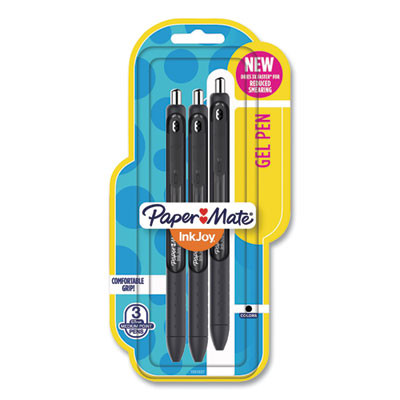 Inkjoy Gel Pen, Retractable, Medium 0.7 Mm, Black Ink, Black/Smoke Barrel, 3/Pack