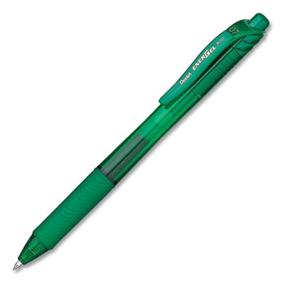 Energel-X Gel Pen, Retractable, Medium 0.7 Mm, Green Ink, Translucent Green/Green Barrel, Dozen