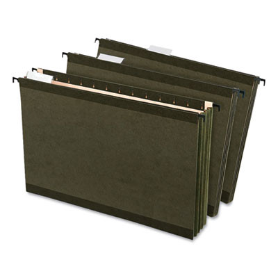 Surehook Hanging Pocket File, Legal Size, 1/5-Cut Tabs, Standard Green, 4/Pack