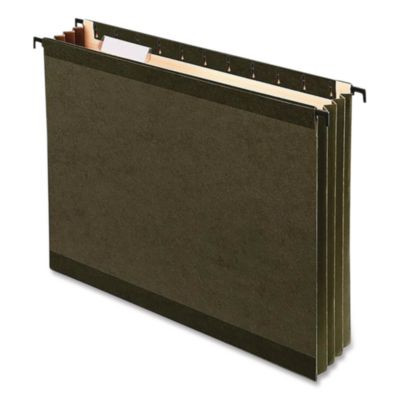 Surehook Hanging Pocket File, Legal Size, 1/5-Cut Tabs, Standard Green, 4/Pack