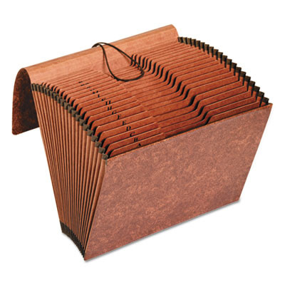 Heavy-Duty Expanding File With Reinforced Flap, 21 Sections, Elastic Cord Closure, 1/3-Cut Tabs, Letter Size, Redrope