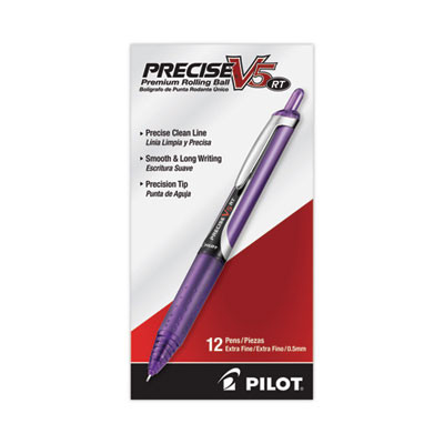 Precise V5Rt Rollerball Pen, Retractable, Extra-Fine 0.5 Mm, Purple Ink, Purple Barrel