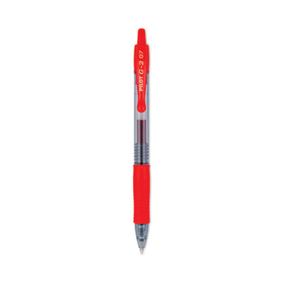 G2 Premium Gel Pen, Retractable, Fine 0.7 Mm, Red Ink, Smoke/Red Barrel, Dozen