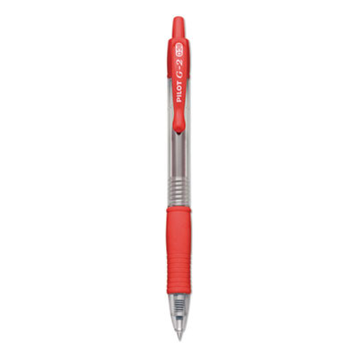 G2 Premium Gel Pen, Retractable, Extra-Fine 0.38 Mm, Red Ink, Smoke/Red Barrel